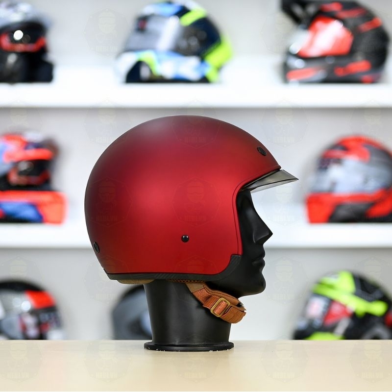 Mũ bảo hiểm royal139 kính âm - Nón bảo hiểm 3/4 dấu kính m139 màu đỏ đô nhám