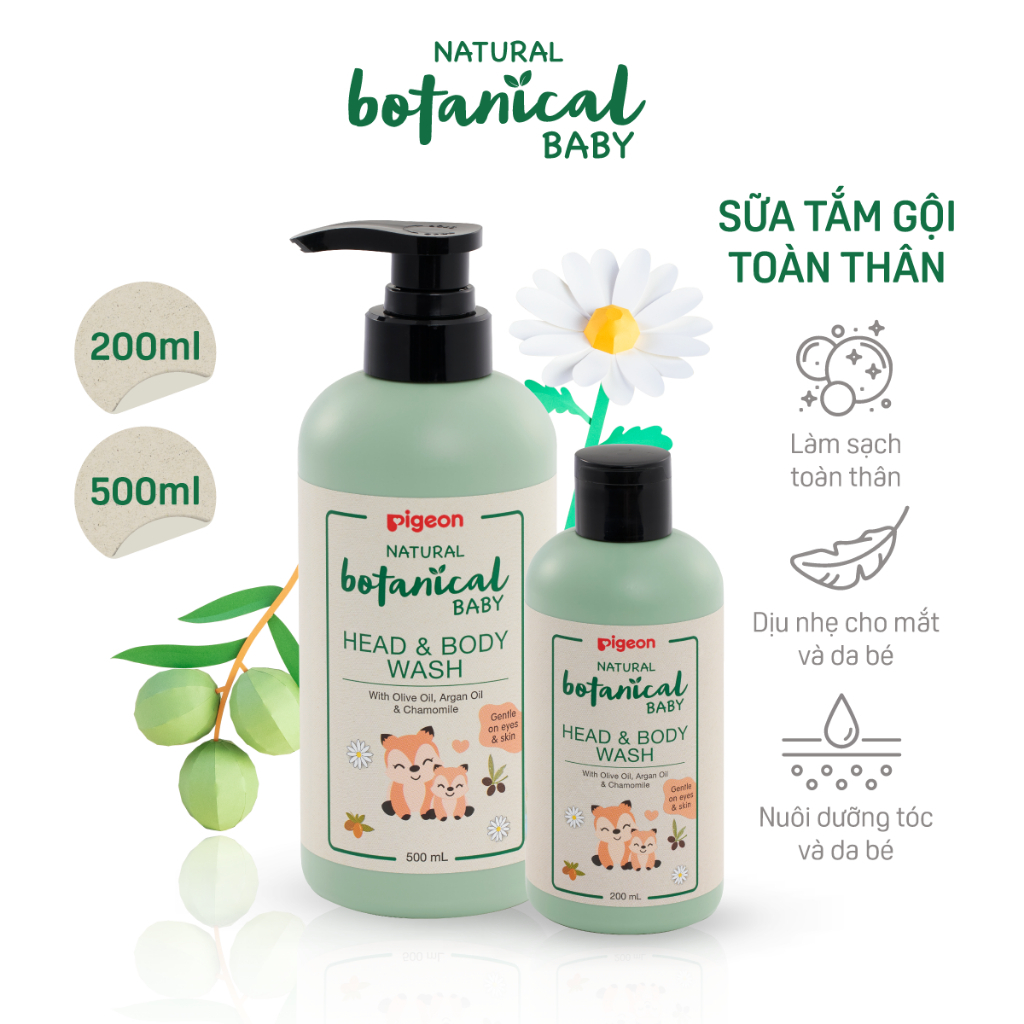 Tắm Gội Toàn Thân Cho Bé Natural Botanical Pigeon 200ml