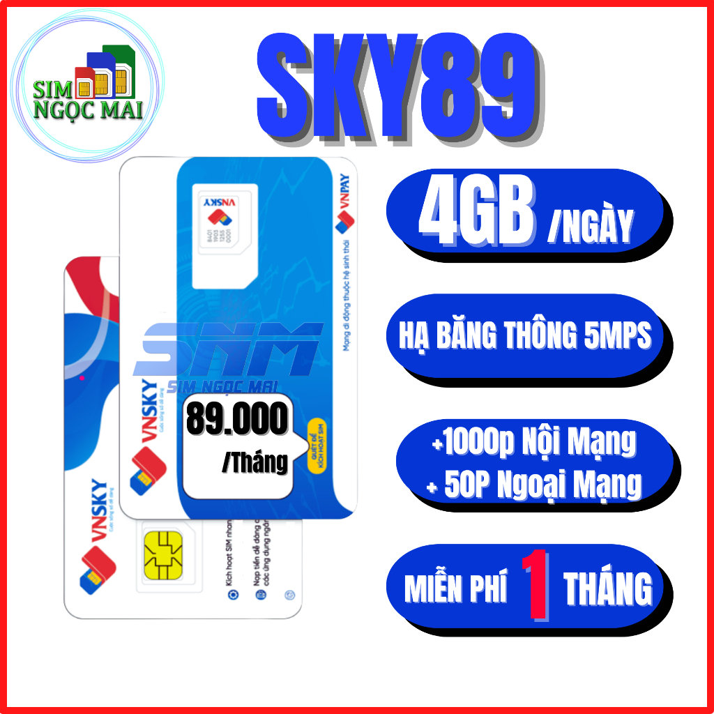 Sim 4G Mobifone C90N - SKY89 - SKY59 - SKY69 Miễn Phí 1 Tháng - Miễn Phí Gọi - Sim Ngọc Mai