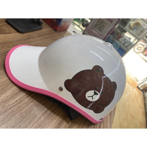 Mũ Bảo Hiểm Lưỡi Trai Thể Thao In Hình Gấu Dễ Thương Cho Nữ