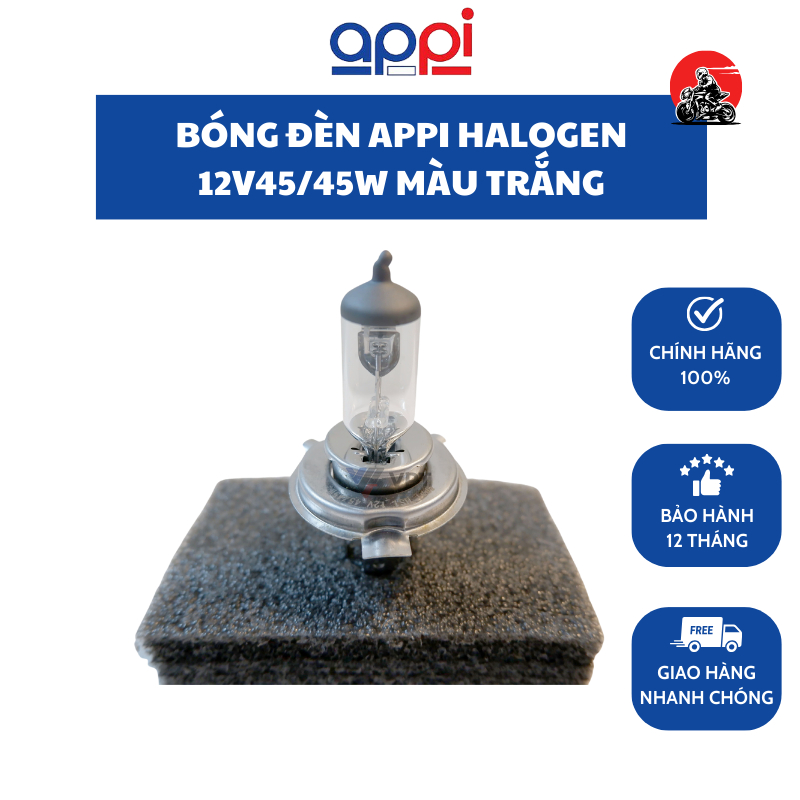 Bóng đèn Appi HALOGEN 12V45/45W cho Honda, Yamaha, Suzuki Màu Trắng