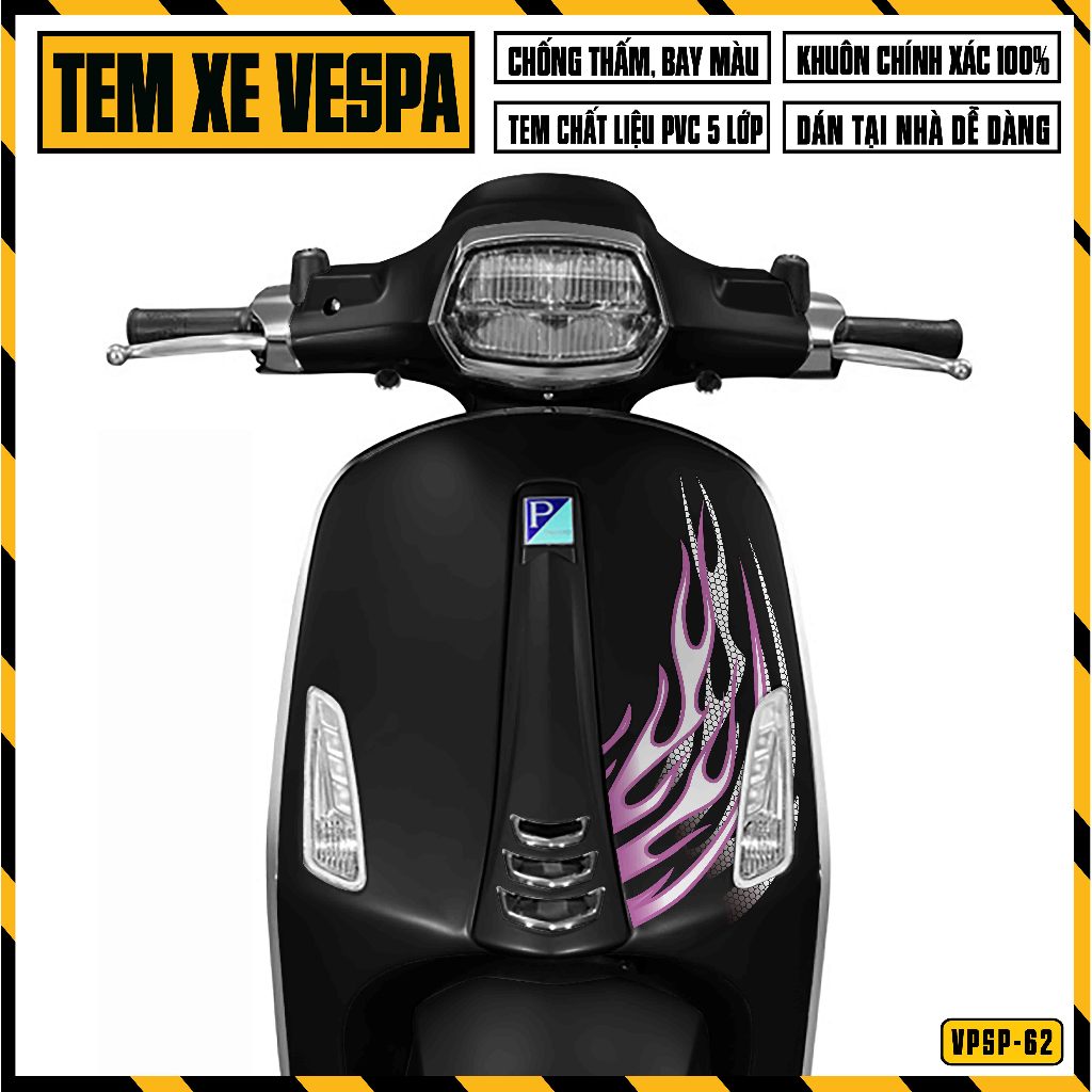 Tem Xe Vespa Sprint Primavera Lửa Vòm | VPSP62 | Team Decal Hình Dán Xe Máy Chống Nước Chống Xước