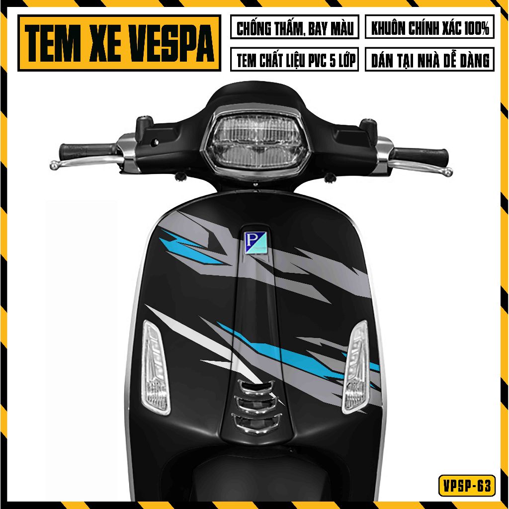 Tem Xe Vespa Sprint Primavera Lửa Hiện Đại | VPSP63 | Team Decal Hình Dán Xe Máy Chống Nước Chống Xước