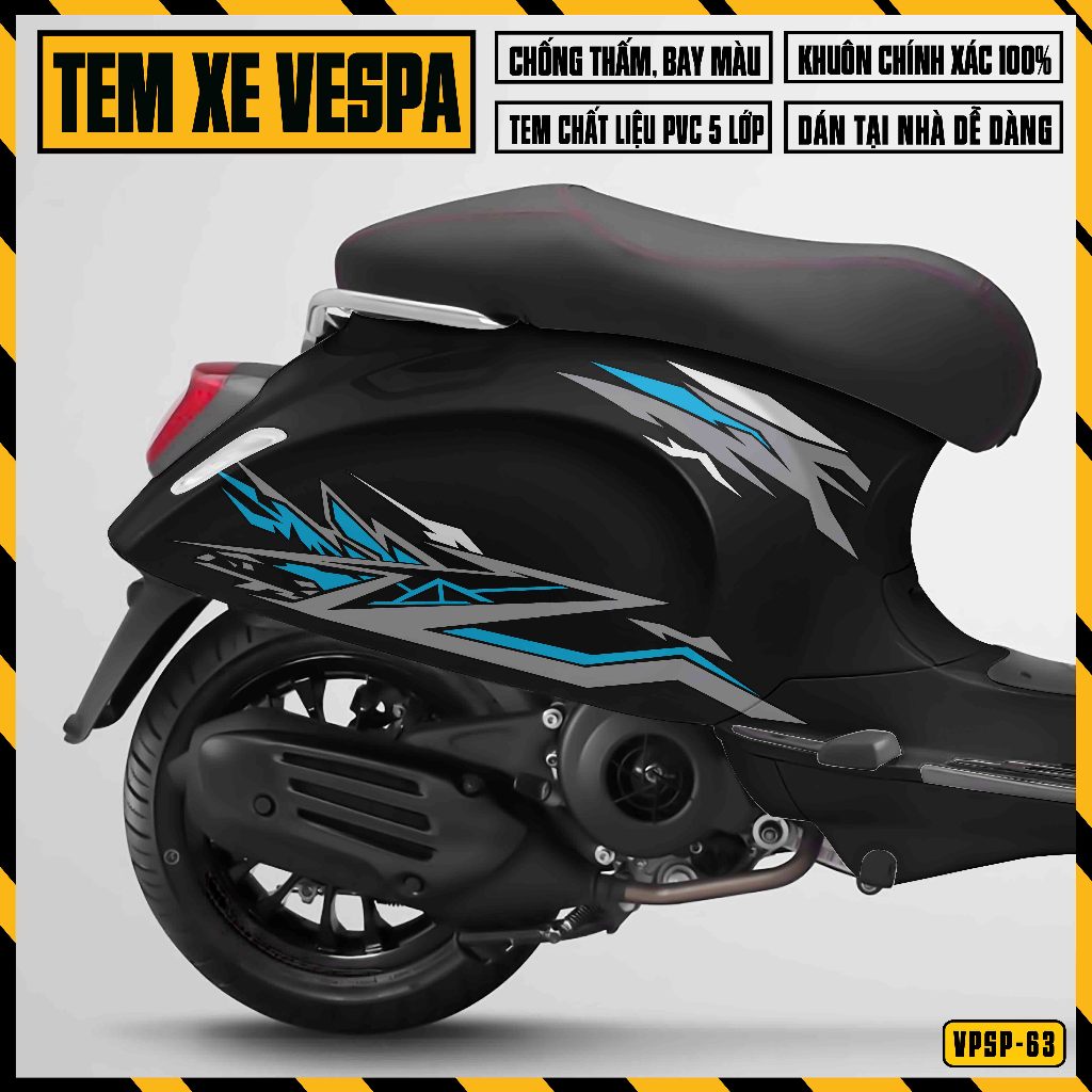 Tem Xe Vespa Sprint Primavera Lửa Hiện Đại | VPSP63 | Team Decal Hình Dán Xe Máy Chống Nước Chống Xước