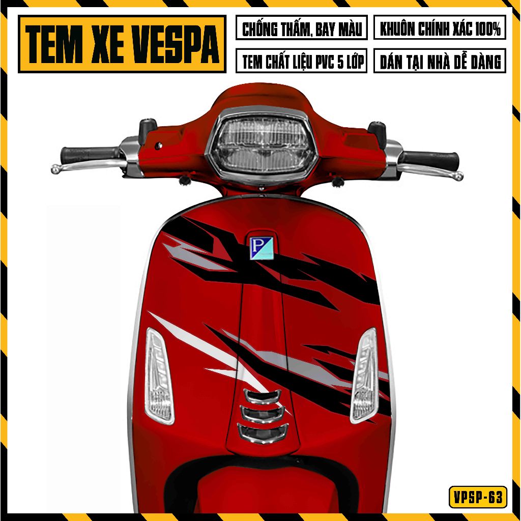 Tem Xe Vespa Sprint Primavera Lửa Hiện Đại | VPSP63 | Team Decal Hình Dán Xe Máy Chống Nước Chống Xước