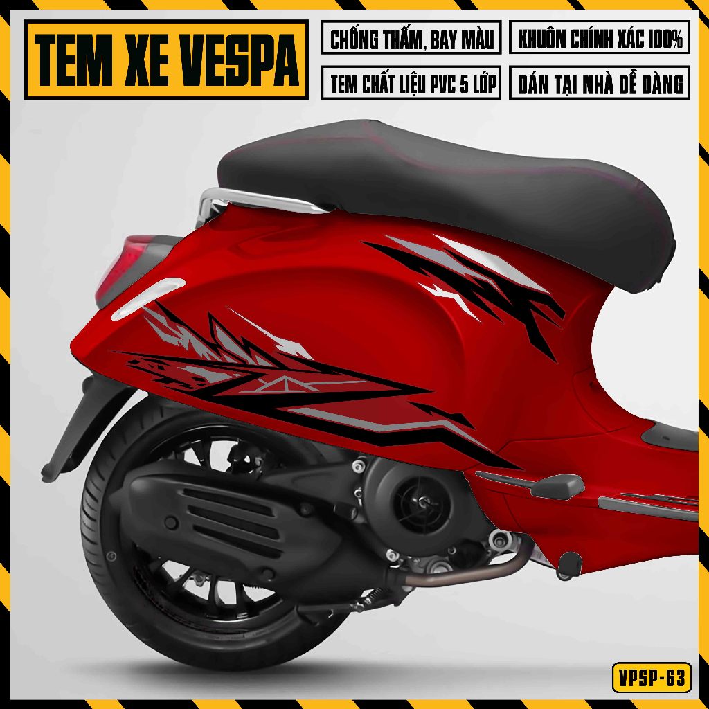Tem Xe Vespa Sprint Primavera Lửa Hiện Đại | VPSP63 | Team Decal Hình Dán Xe Máy Chống Nước Chống Xước