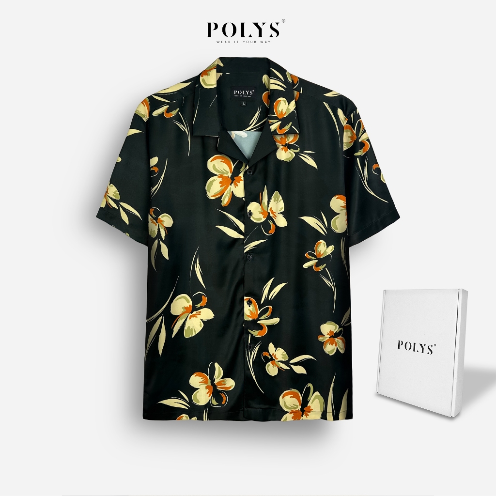 Áo Sơ Mi Họa Tiết Ngắn Tay Nam POLYS Fullbox, Lụa Mango Không Nhăn, Mềm Mịn Thấm Hút Tốt, Co Giãn 4 Chiều. IVY Shirt