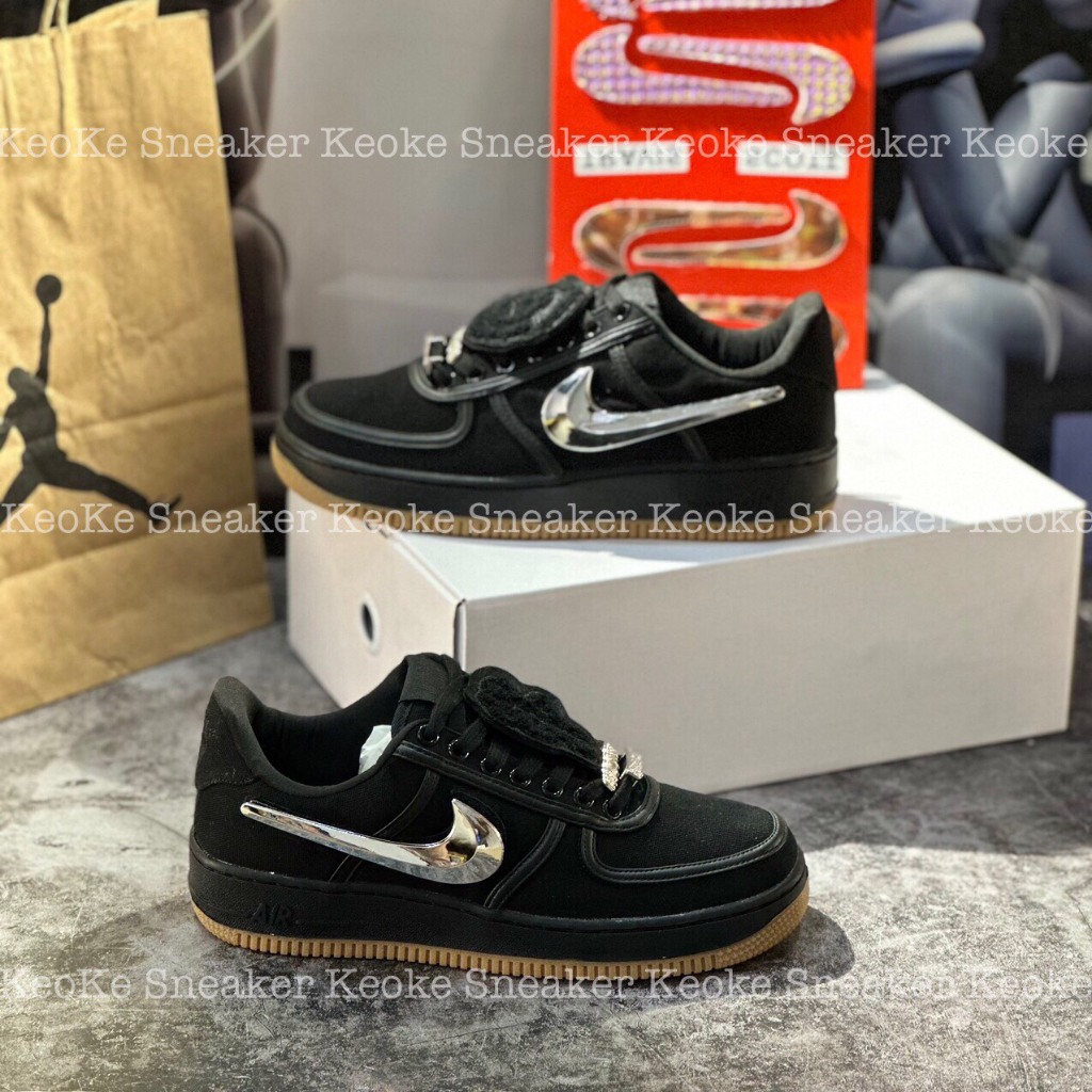 Giày Thể Thao Sneaker NIKE AIR FORCE 1 LOW TRAVIS SCOTT BLACK Full Box Tặng Tất