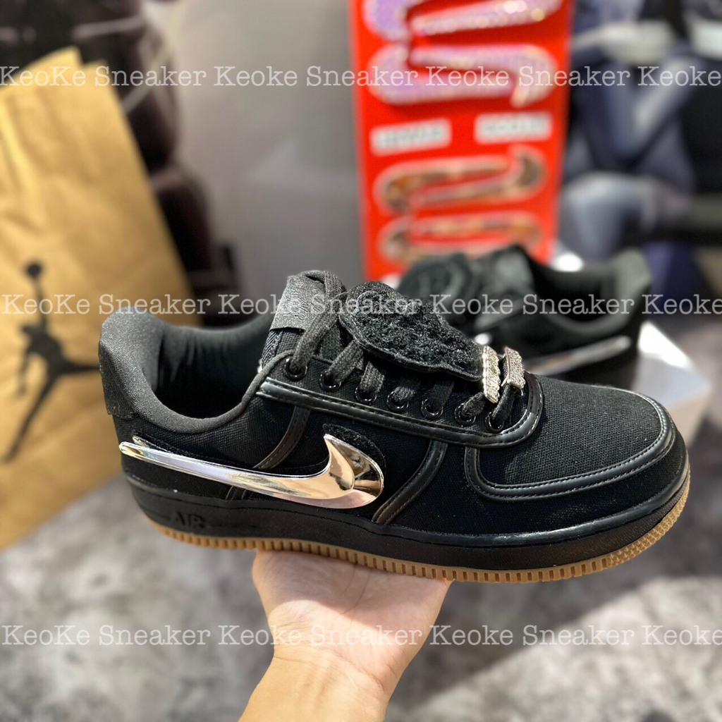 Giày Thể Thao Sneaker NIKE AIR FORCE 1 LOW TRAVIS SCOTT BLACK Full Box Tặng Tất