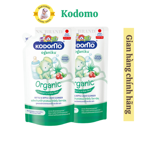 Nước rửa bình sữa Kodomo Organic 600ml - Rửa bình sữa và đồ dùng - Kodomo Oganiku chiết xuất lô hội và Nam Việt Quất