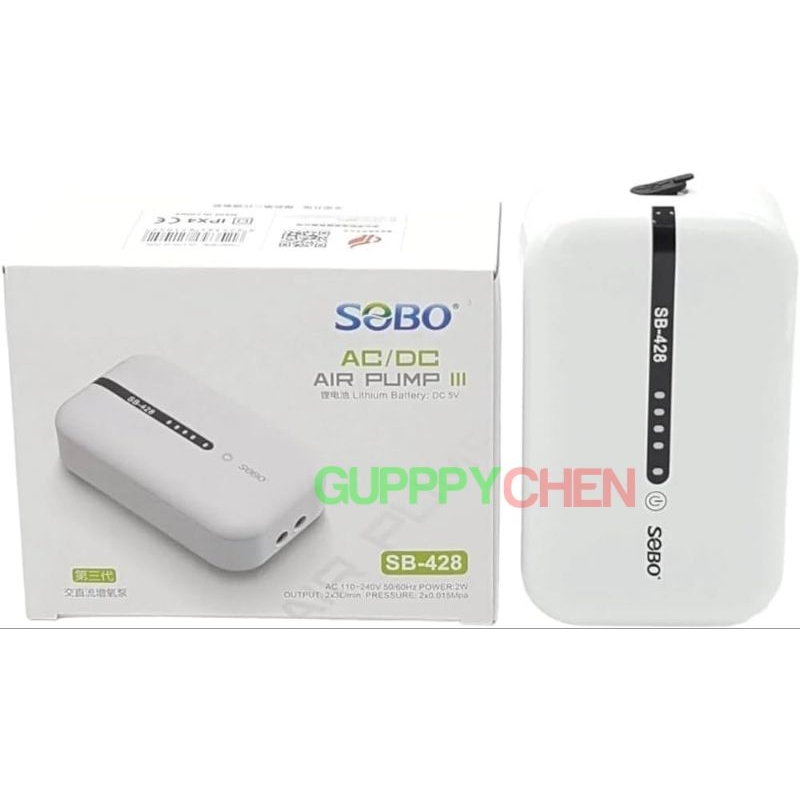 Máy Sủi Oxi 2 Vòi Tích Điện SOBO SB-428 2W cho hồ cá