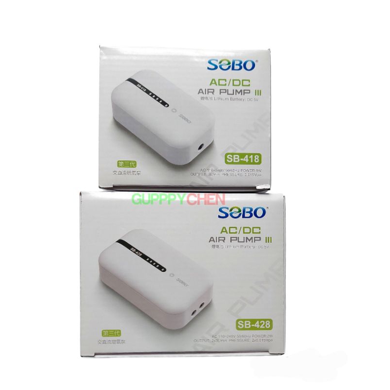 Máy Sủi Oxi 2 Vòi Tích Điện SOBO SB-428 2W cho hồ cá