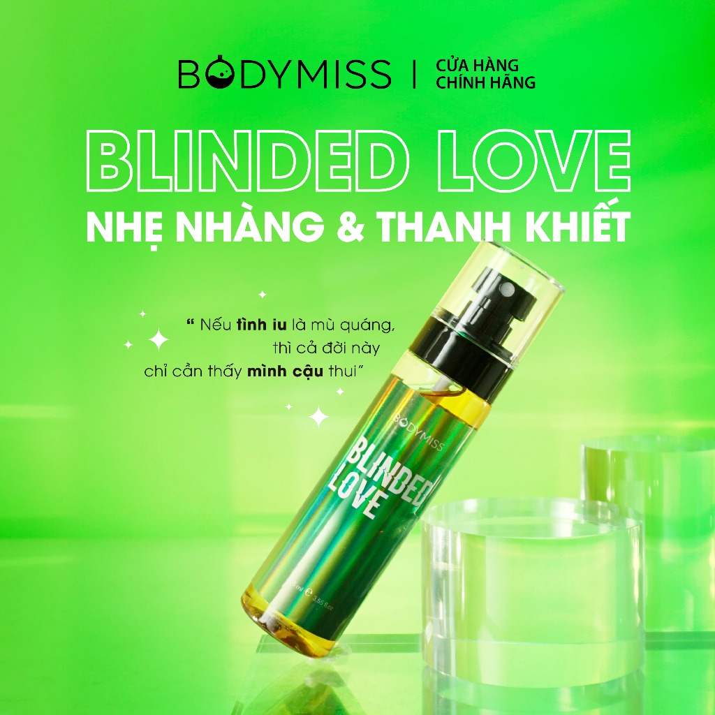 Body Mist Xịt Thơm Toàn Thân Unisex Blinded Love Kiêu Kì, Thanh Mát,  Lưu Hương Đến 6H, BODYMISS 105ML (Chai)