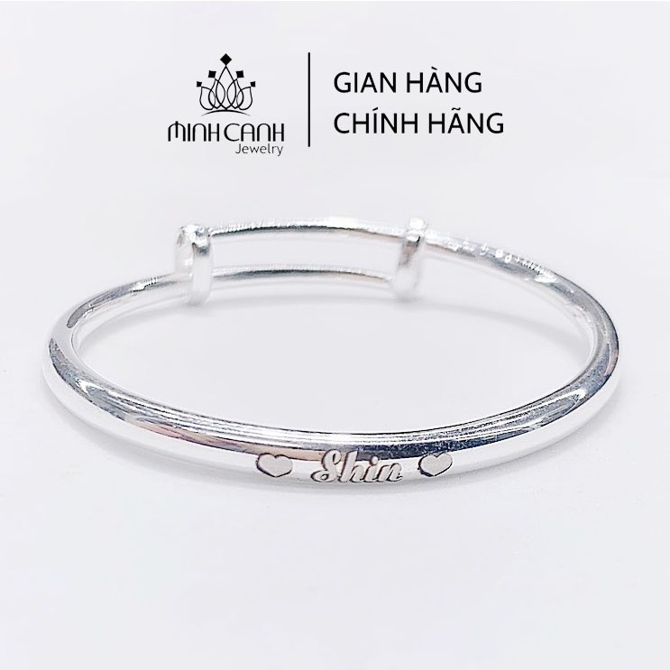 Lắc Bạc Tròn Trơn Khắc Tên Điều Chỉnh Được Size Cho Bé 0 đến 3 Tuổi - Minh Canh Jewelry