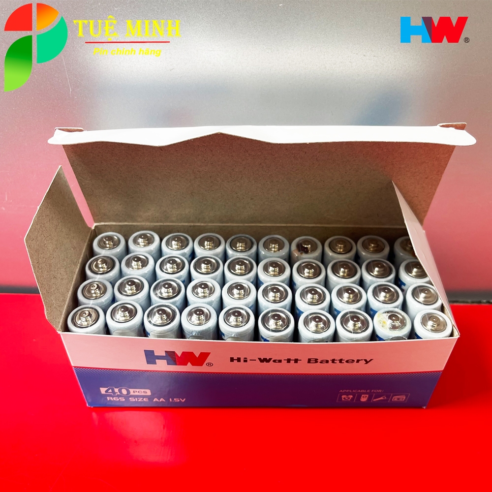 40 Viên Pin AA, pin tiểu AA 1.5V Hi-Watt màu xanh, Pin đồ chơi, pin điều khiển tivi giá siêu rẻ