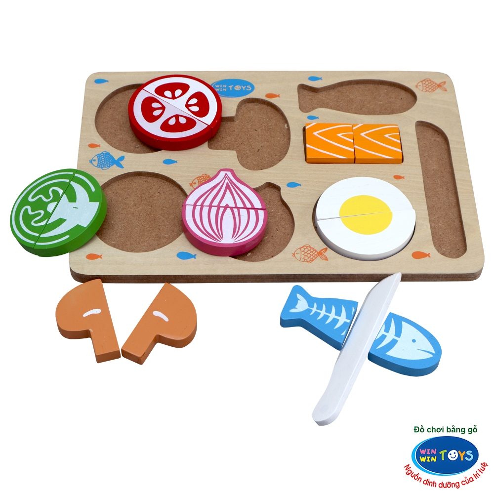 Đồ chơi gỗ Bộ cắt thực phẩm | Winwintoys 61612 | Phát triển trí tưởng tượng và khéo léo | Đạt tiêu chuẩn CE và TCVN