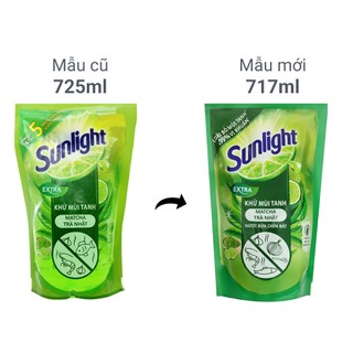 Nước rửa chén Sunlight Extra trà xanh matcha Nhật Bản túi 717ml