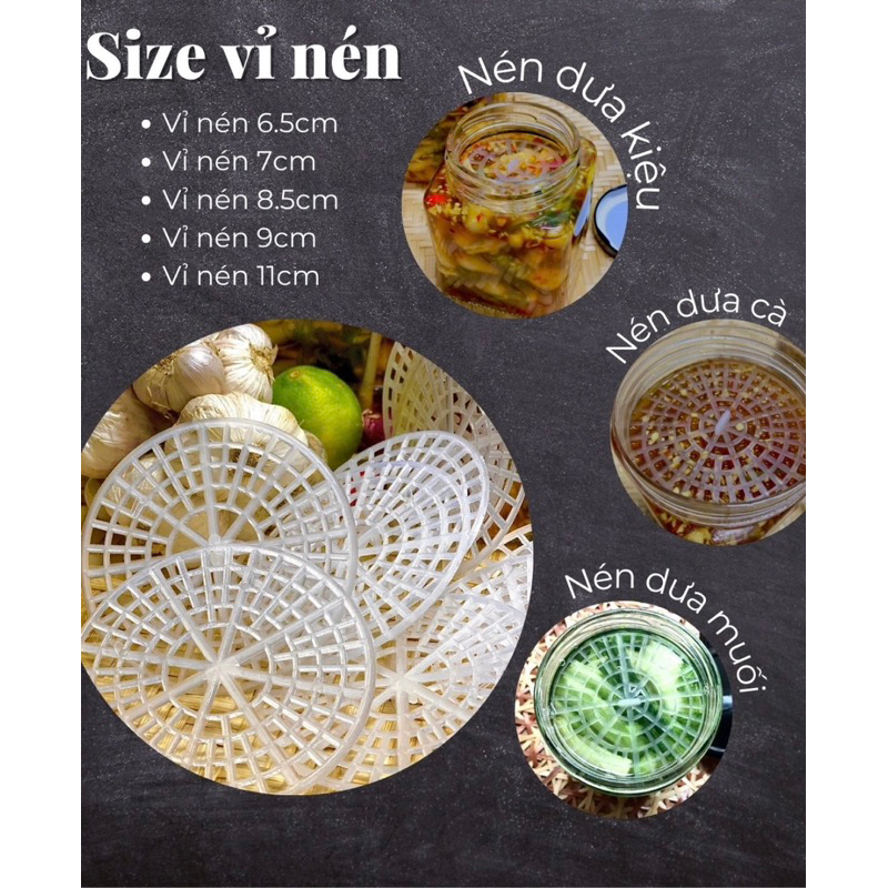 Vỉ nén muối cà dưa thực phẩm ngâm hành kiệu chanh đào .... miếng nhựa chặn hũ