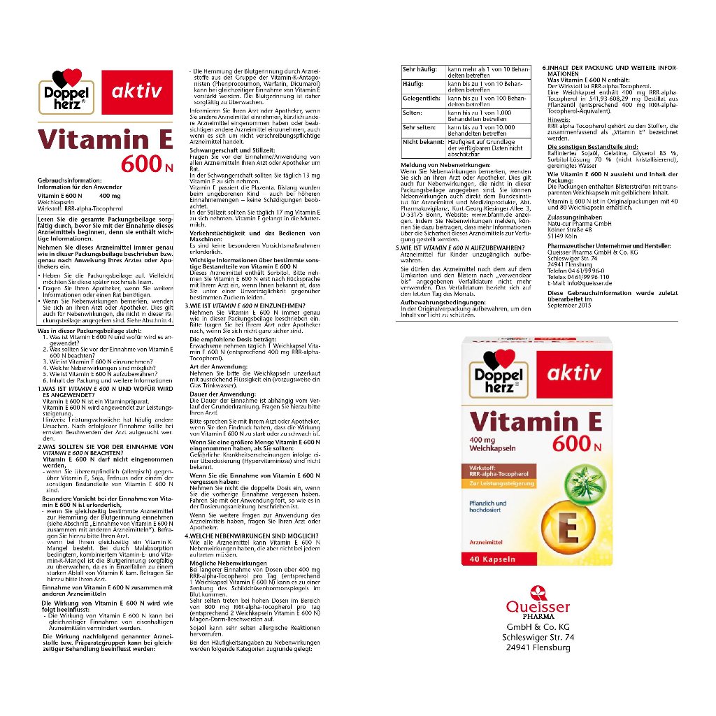 Vitamin E thiên nhiên hàm lượng cao của Đức - Vitamin E 600N 400mg 40 kapseln