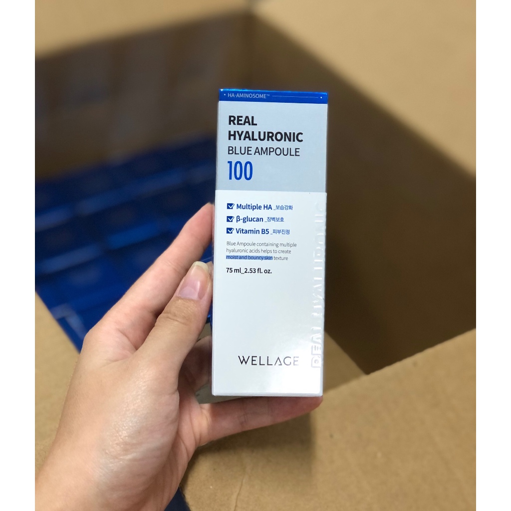 Tinh Chất Cấp Nước, Phục Hồi Da Wellage Real Hyaluronic Blue Ampoule 100