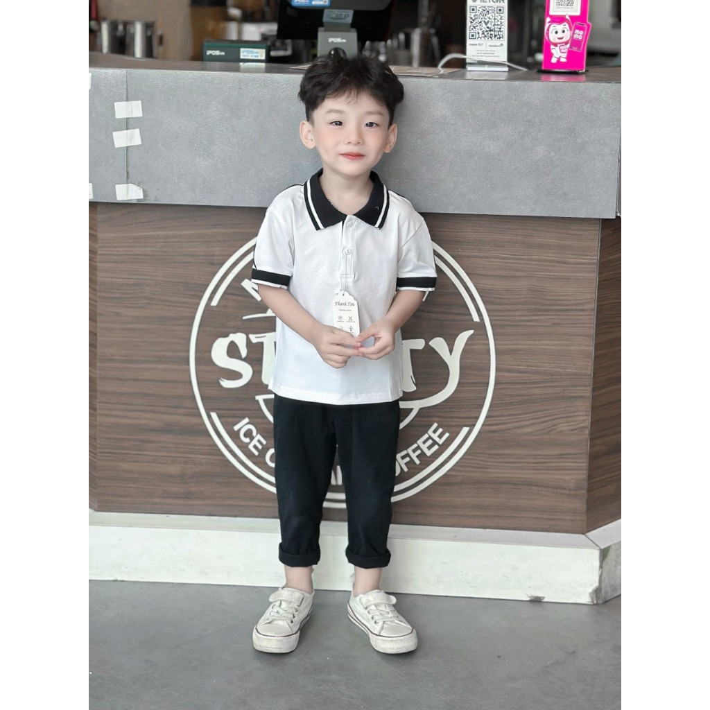 Áo Polo cho bé trai phong cách hàn quốc siêu đẹp, chất liệu Cotton co giãn 4 chiều thoáng mát