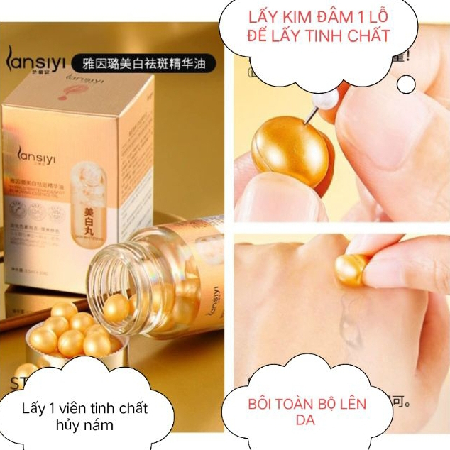 Viên Bôi Tinh Chất LANSIYI Mờ Nám Tàn Nhang, Thâm Mụn, Trẻ Hóa Trắng Da (Hộp 30 Viên x0,5ml)