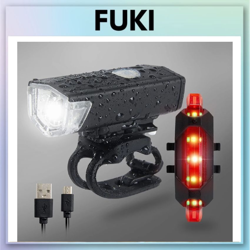 Bộ Đèn Pha LED Sạc USB Chuyên Dụng Cho Xe Đạp Leo Núi FUKI
