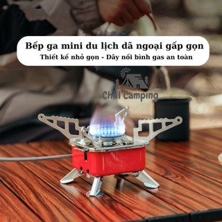 Bếp ga mini gấp gọn , bếp ga du lịch dã ngoại nhỏ gọn đa năng tiện lợi kèm dây dẫn gas
