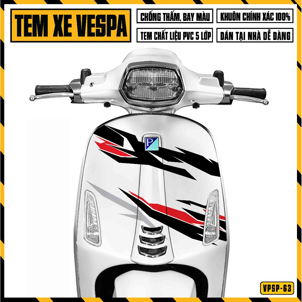Tem Xe Vespa Sprint Primavera Lửa Hiện Đại | VPSP63 | Team Decal Hình Dán Xe Máy Chống Nước Chống Xước