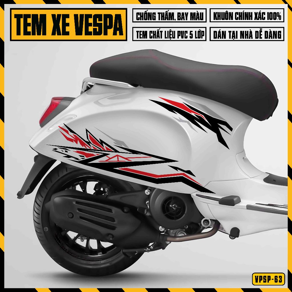 Tem Xe Vespa Sprint Primavera Lửa Hiện Đại | VPSP63 | Team Decal Hình Dán Xe Máy Chống Nước Chống Xước