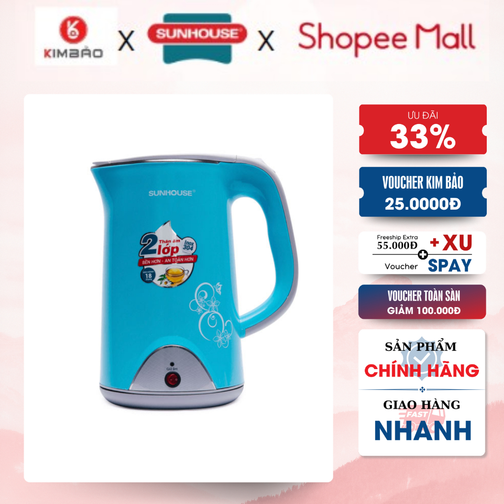 Bình đun siêu tốc giữ nhiệt Sunhouse 1.7 lít SHD1388