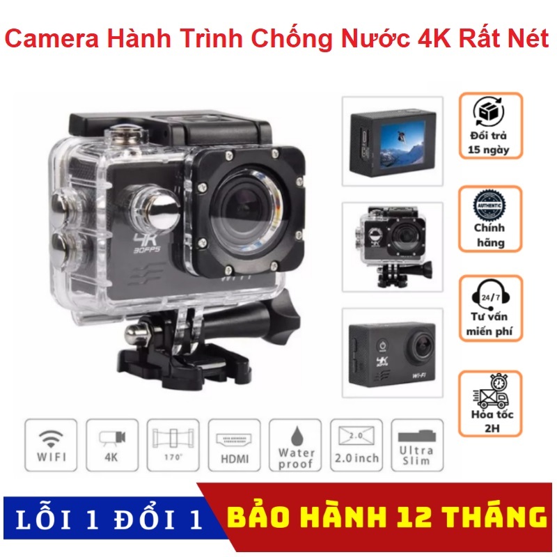 Camera Hành Trình,  Kết Nối Wifi Chống Rung Gắn Mũ, ÔTÔ, Xe Máy, Hỗ Trợ Quay Đêm - Chống Nước 4K Sports Ultra HD DV