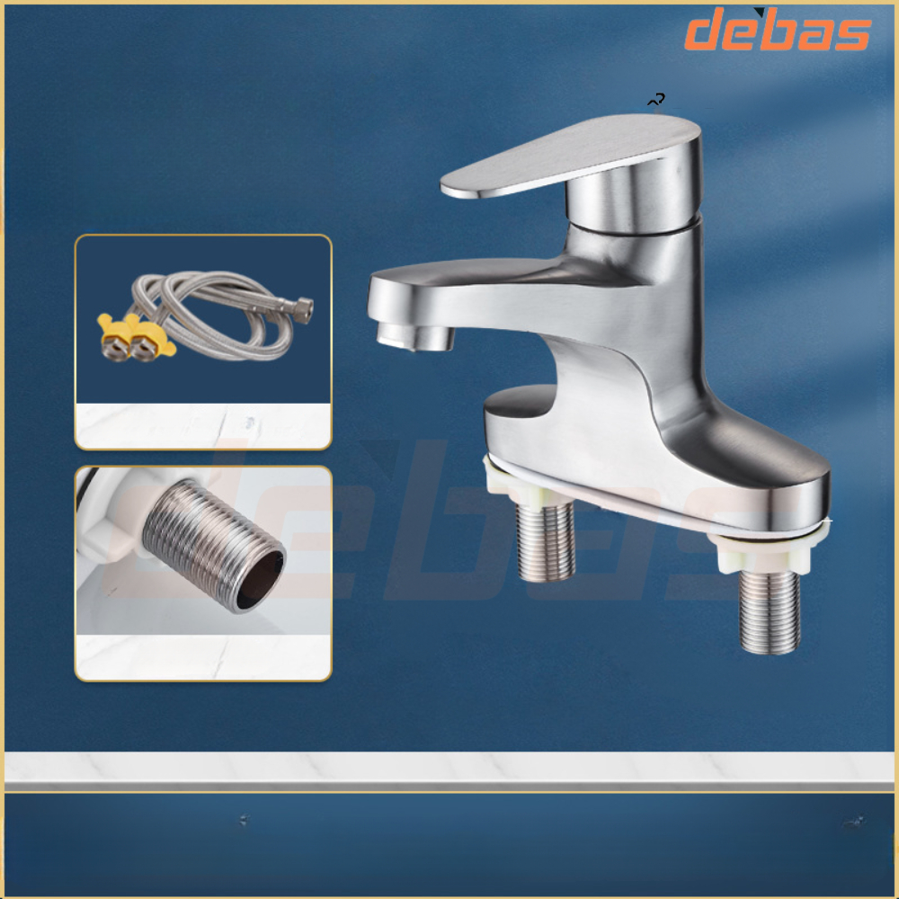 Vòi rửa mặt lavabo inox 304 nóng lạnh đúc nguyên khối Debas V5251