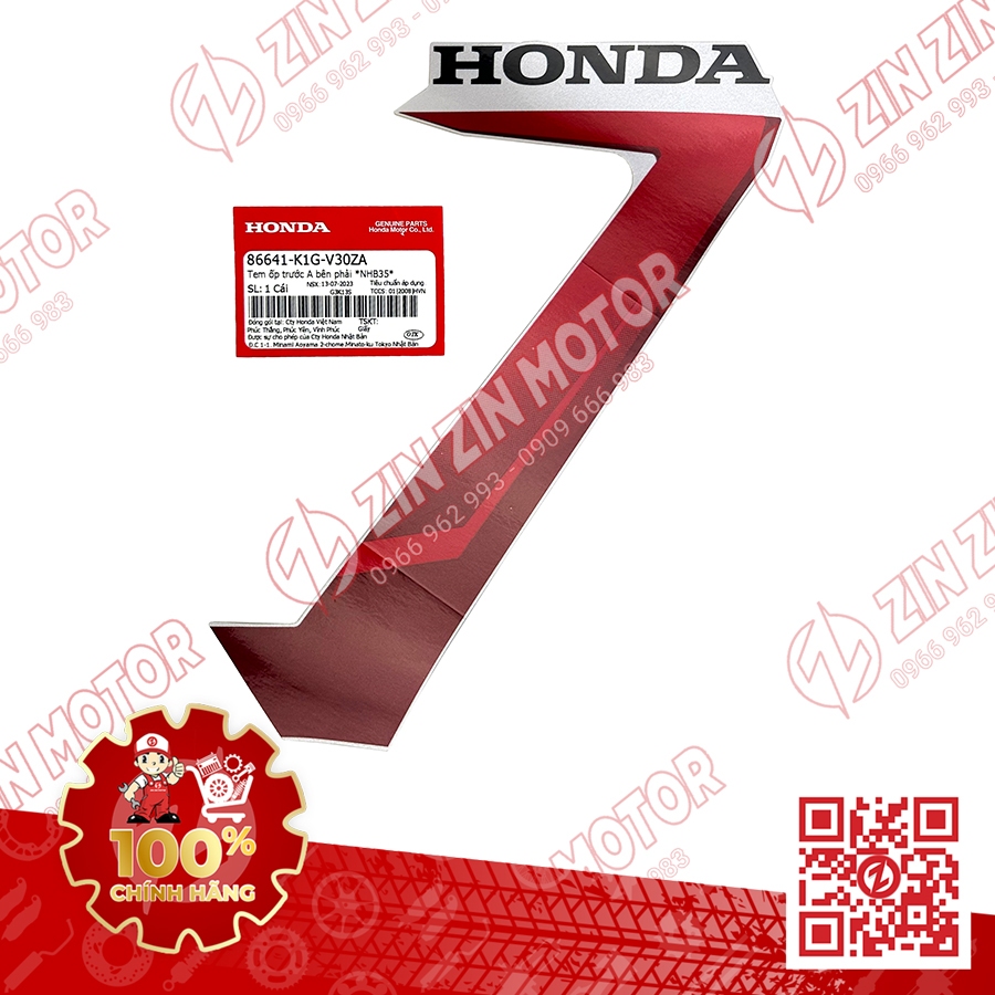 Tem AB 2020 Zin, Tem Rời Xe AirBlade 125 Trắng Đen 2021 Phiên Bản Tiêu Chuẩn Chính Hãng Honda - ZZM