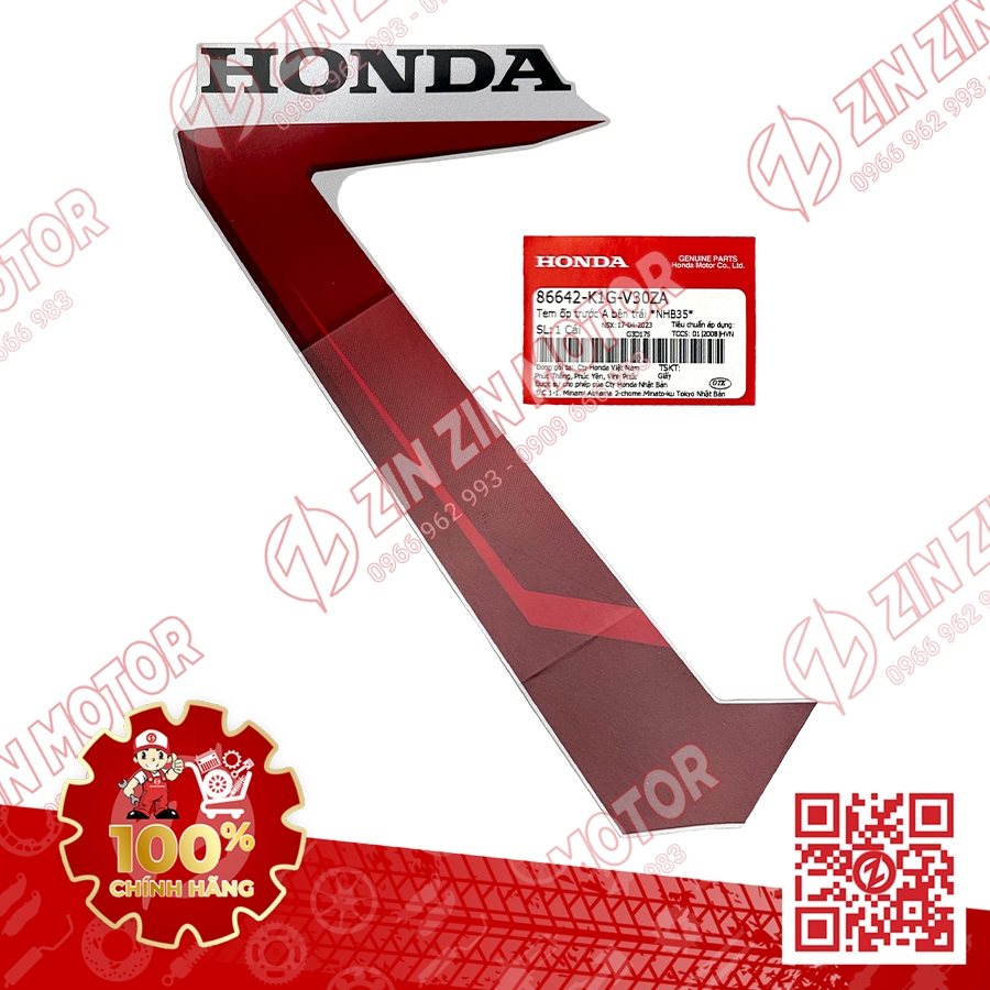 Tem AB 2020 Zin, Tem Rời Xe AirBlade 125 Trắng Đen 2021 Phiên Bản Tiêu Chuẩn Chính Hãng Honda - ZZM