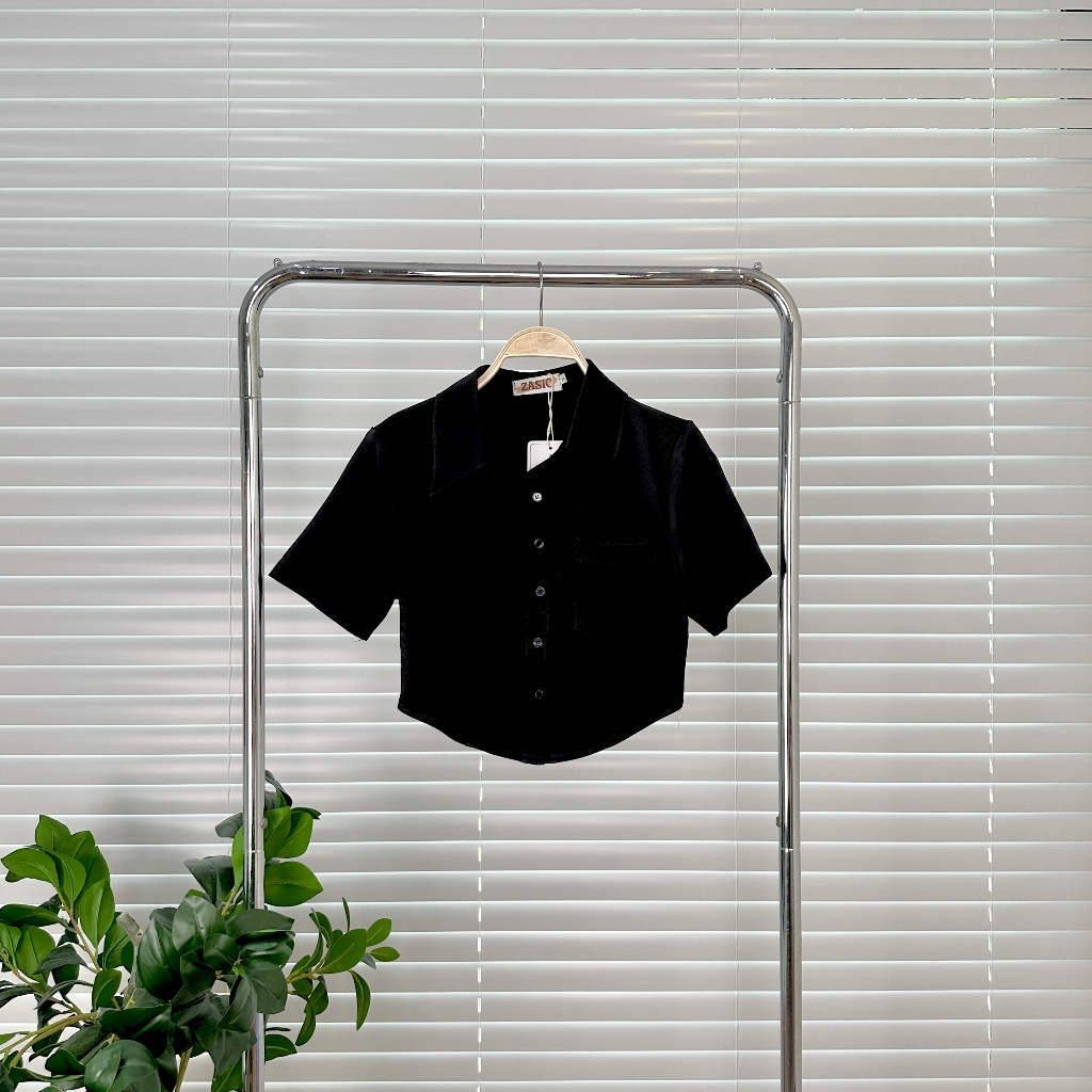 Áo Sơ Mi Croptop Vạt Bầu Zasic Phong Cách Năng Động Trẻ Trung A14