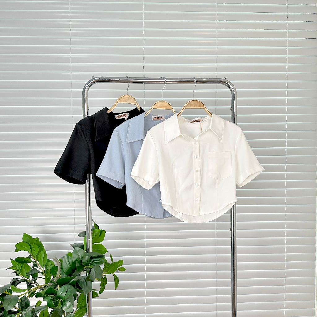 Áo Sơ Mi Croptop Vạt Bầu Zasic Phong Cách Năng Động Trẻ Trung A14