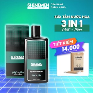  Sữa Tắm Gội và Rửa mặt 3 in 1 cho nam SHINEMEN nước hoa MINT-MAN Collagen, ProVitamin B5 và Tăm bông thân gỗ tre