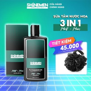 Sữa tắm gội và rửa mặt cho nam 3in1 SHINEMEN hương nước hoa cao cấp, collagen trắng sáng da, mềm mượt tóc 303ml (chai)