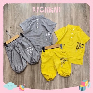 Bộ quần áo bé trai chất đũi RICHKID bộ cộc tay bé trai JAHRE12 cho bé từ 7-24kg