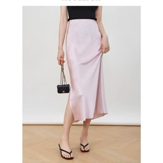 Chân váy lụa dài cao cấp dáng suông Xẻ Tà thiết kế Liola