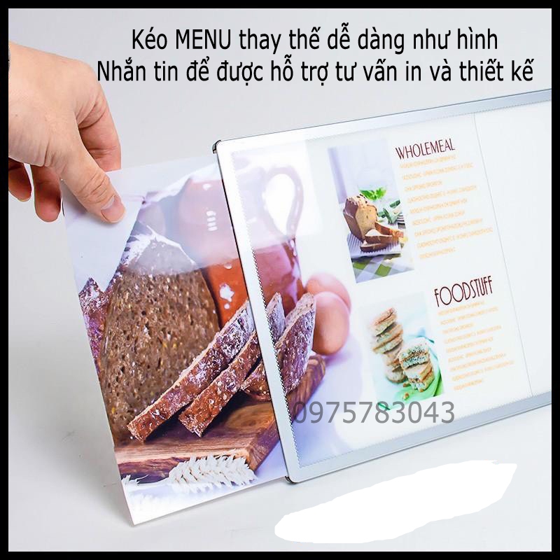 Bảng Hộp Đèn Led Menu kích thước A4 , thương hiệu Quang Led