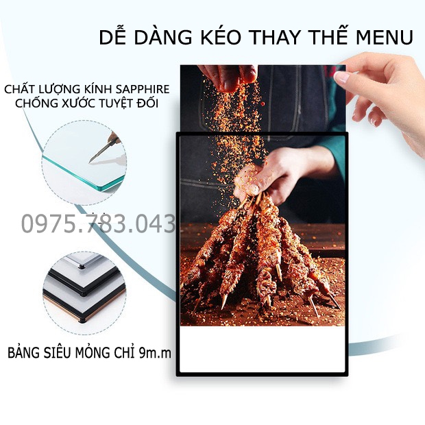 Bảng Hộp Đèn Led Menu kích thước A4 , thương hiệu Quang Led