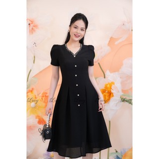 Đầm xoè Loka 8823 tay phồng đính ngọc sang trọng váy Lucy