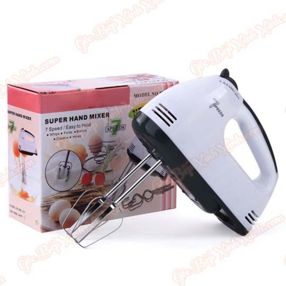 Máy đánh trứng cầm tay 7 cấp độ, đánh bột, tạo bọt cafe, tặng kèm 3 đầu đánh trứng thép không gỉ