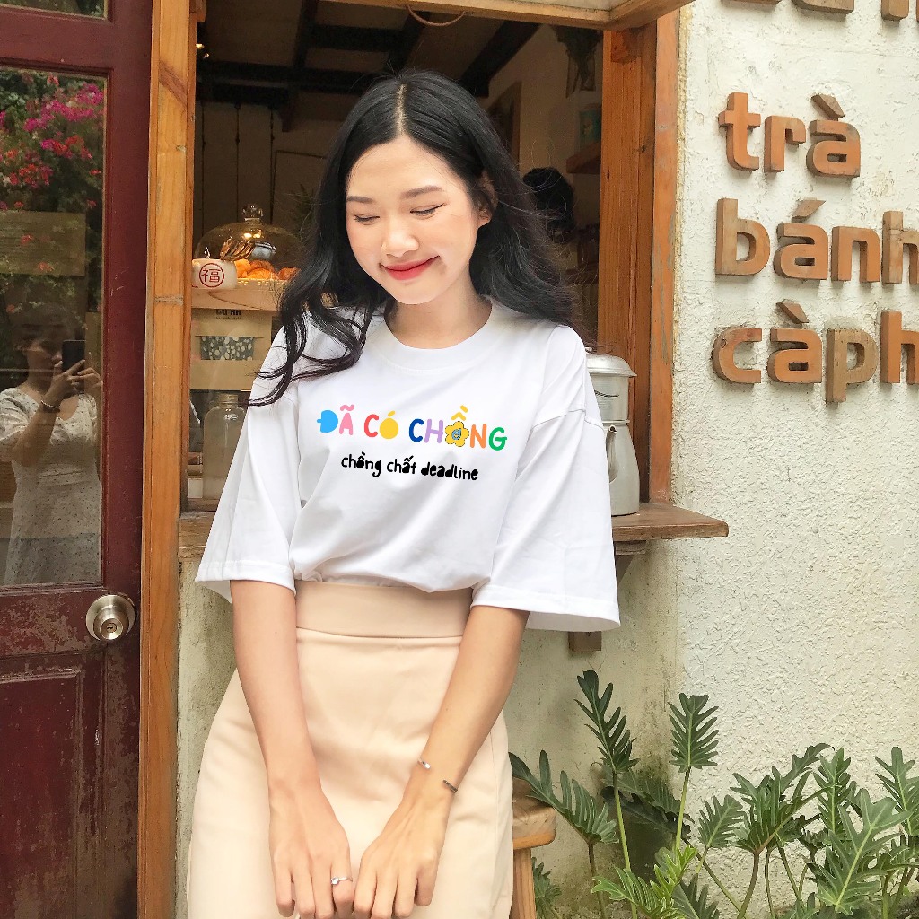 Áo thun ĐÃ CÓ CHỒNG vải cotton oversize tay lỡ form rộng