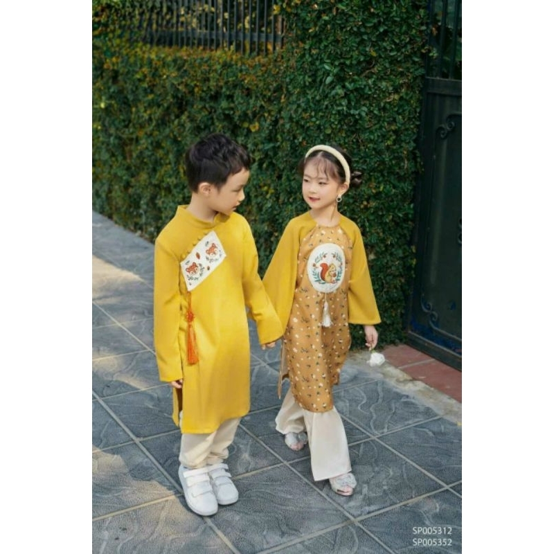 Áo dài cách tân set anh em bé gái , bé trai ,set anh em cực xinh