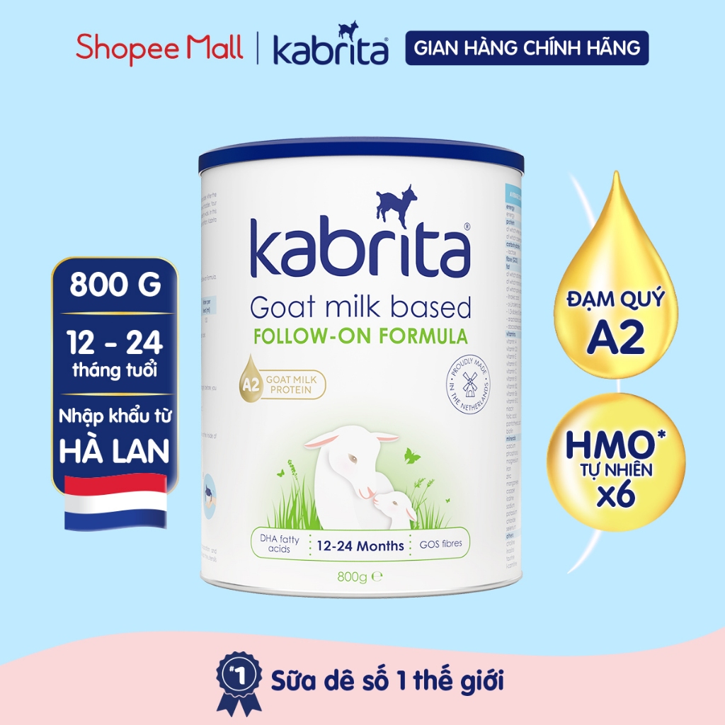 [Tặng Balo hình thú] Sữa dê Kabrita Hà Lan số 2 cho bé - Lon 800g