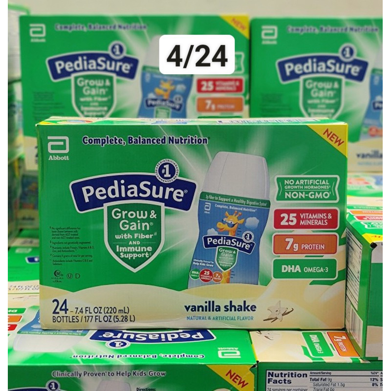❤️ [2024 Thùng 24 chai Sữa Pediasure nước Vani, Dâu, Fiber chất xơ 237ml Mỹ