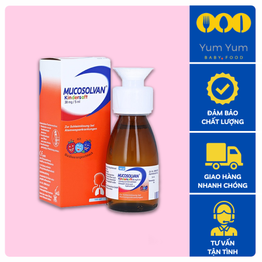 Siro Mucosolvan Kindersaft 💥 CHÍNH HÃNG 💥 Siro ho giúp tan đờm, sạch đờm, giảm dần những cơn ho nội địa Đức 100ml